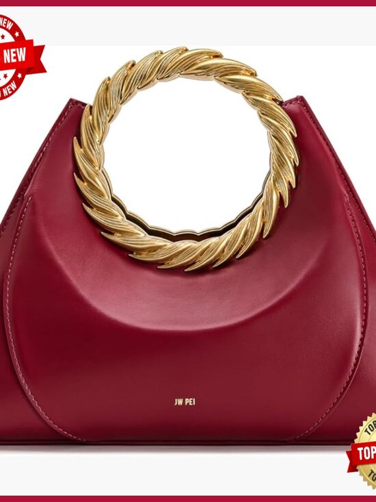 Handbags - Vegan Leather Top Handle Satchel Bag with Adjustable Crossbody Strap